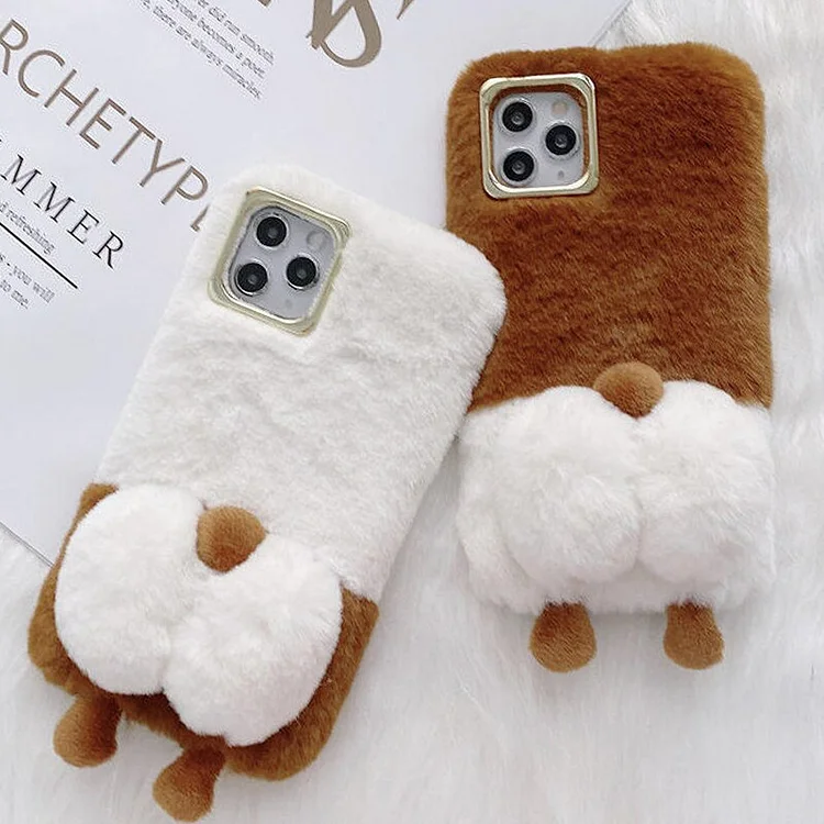 Android Huawei Plush Corgi Dog Butt Fluffy Fur Phone Case BE090