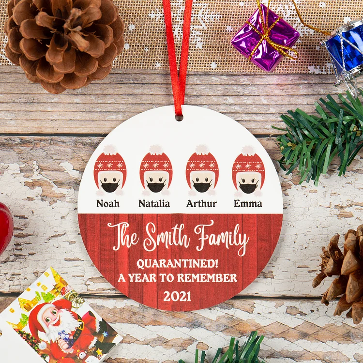 2021 Personalized Photo Ornament Family of 4 Christmas Ornament
