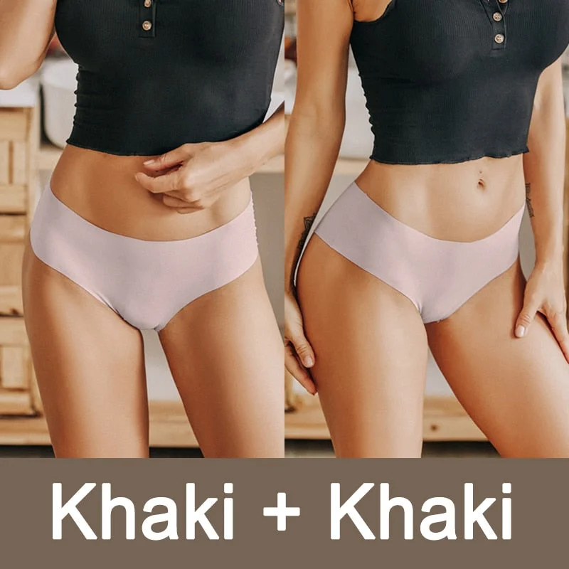 2PCS/Set Seamless Panties Women Sexy Underwear V Desgin Waist Briefs Plus Size Brazillian Pantys Female Lingerie Underpants