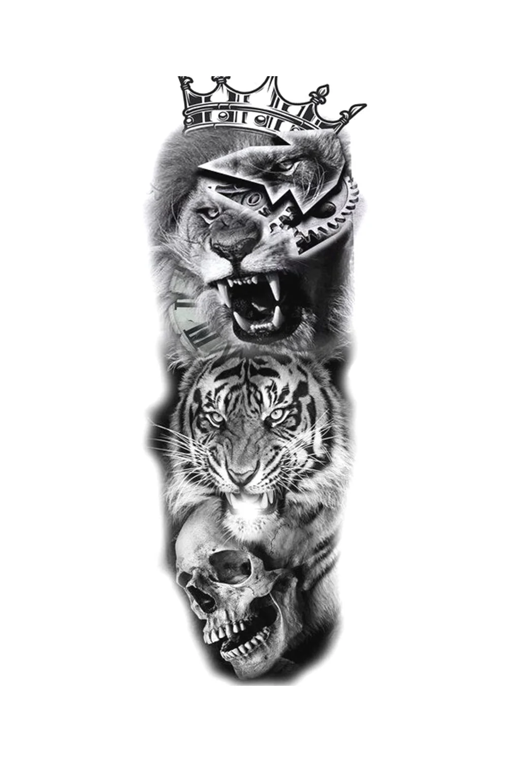  Temporary Tattoos Skeleton Hand For Men Women Horrer Adult Wolf Tiger Full Skull Totem Tatto Body Arm Legs Tattoos 921-1