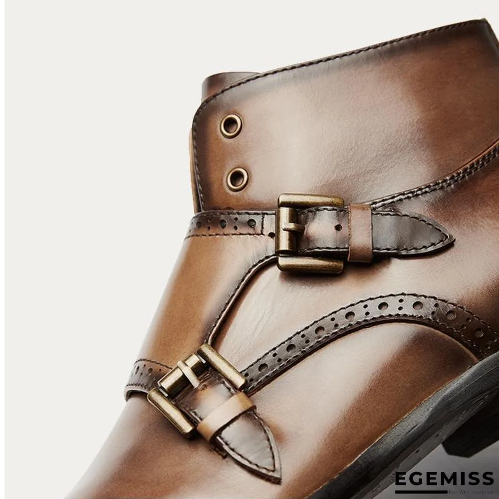 British Style Vintage Hand-carved Bullock Buckle Boots | EGEMISS