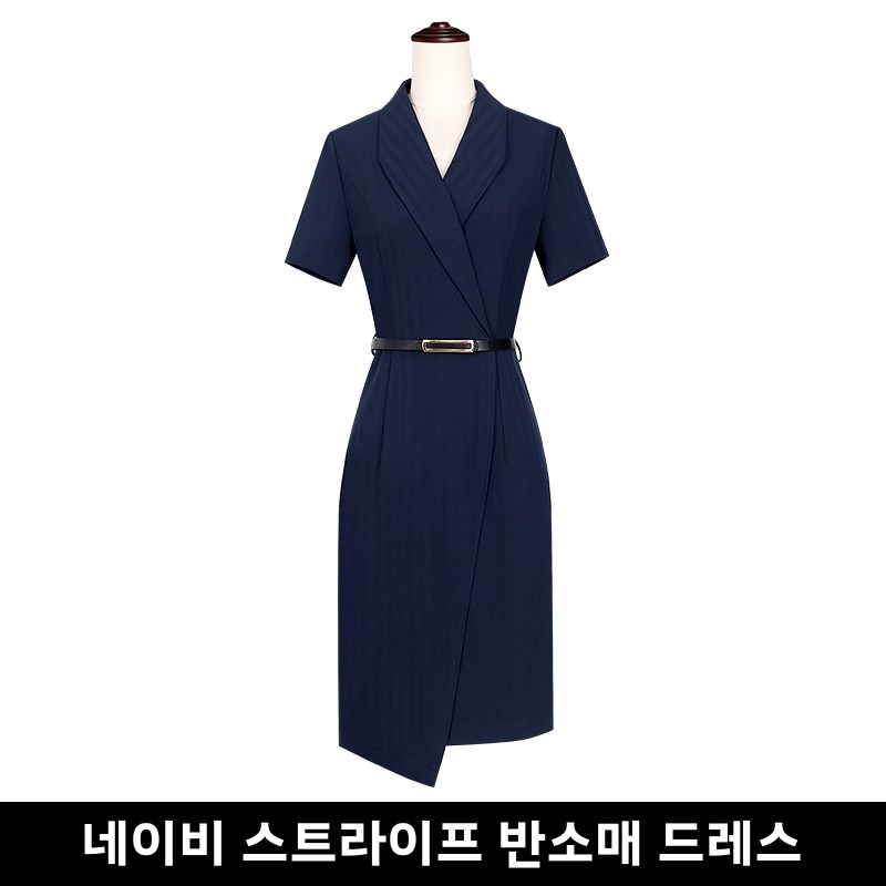 Slim Fit Striped Professional Work Dress Women's Fashionable Elegant Workwear Short Sleeve Summer OL Sle Polyester Spandex