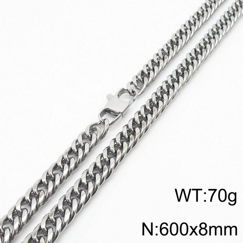 Hip-hop Retro Solid Color Titanium Steel Chain Men’s Necklace