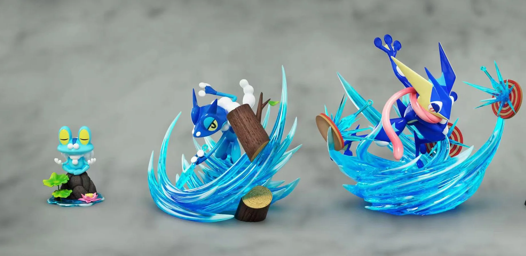 1/20 Scale World Zukan Evolution of Greninja Set - Pokemon Statue