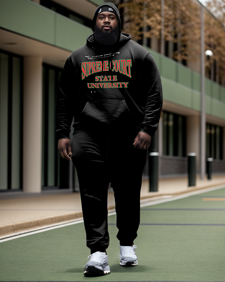 Men's Plus Size Tuskegee University Style Hoodie and Sweatpants Two Piece Set
