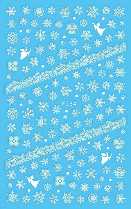Merry Christmas Deer 3D Nails Sticker Winter Snowflake Elk Xmas Trees Cartoon Adhesive Sliders Nail Art Accessories Decals-Nail Inspo