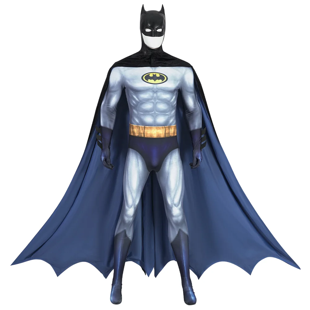 DC Batman Outfit Anime Batman 1992 Blue Jumpsuit Cosplay Costume With Mask