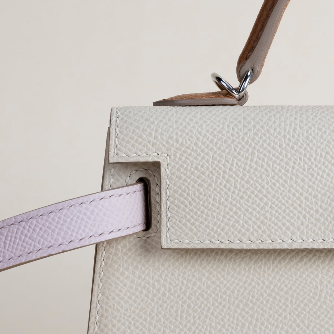 Mini Kelly II Epsom 10 Craie/ 37 Gold/ 09 Mauve pale PHW