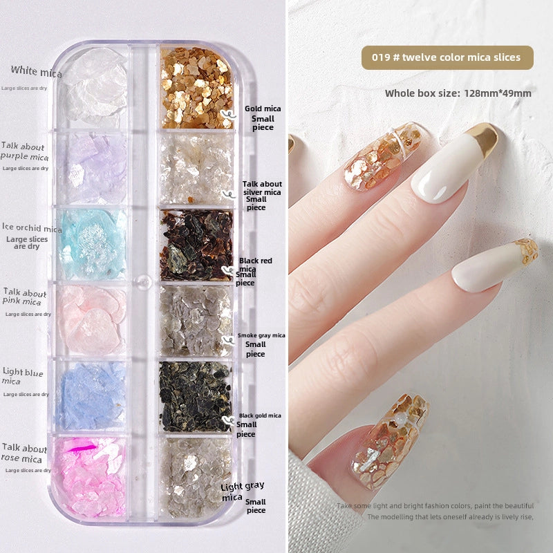 Nail Jewelry Rhinestone Flat Bottom Drill Hollow Nail Stick Drill Sequins Colored Diamond Flat Bottom Pearl Shell Japanese Series