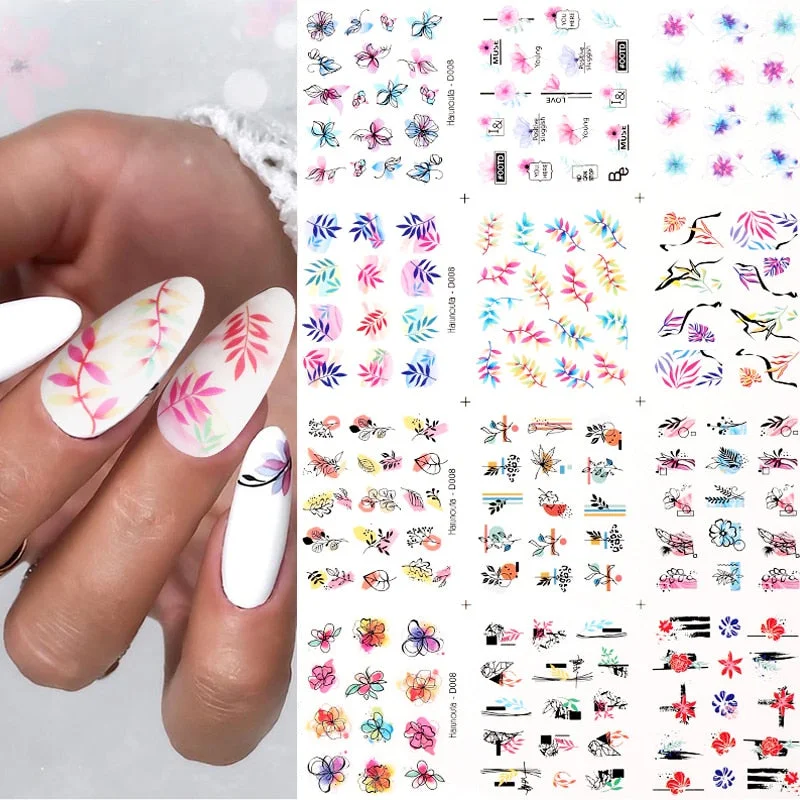 12Pcs/Set Heart Shaped Lips Designs Water Decals English Love Letter Stickers For Nails Nail Art Decoration Sliders Manicure DIY