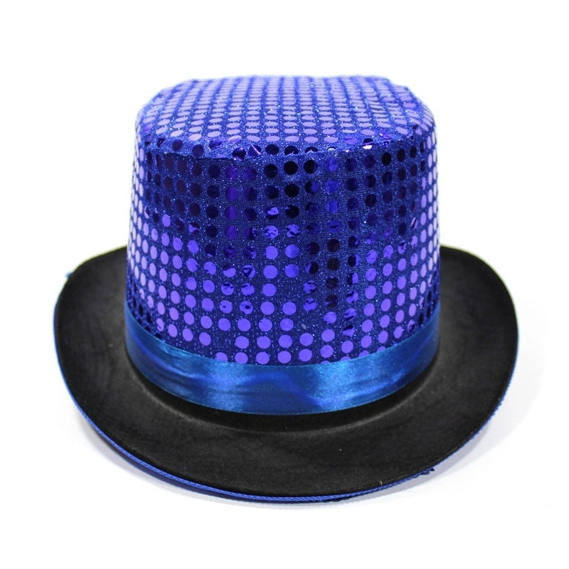 High Hat Retro British Gentleman Jazz Hat Magician Hat Performance Sequin Hat Rain Silk High Barrel Top Hat Non-woven Fabric