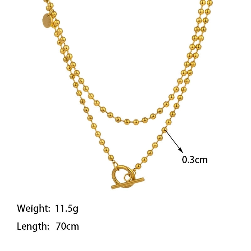 A Vintage 18K Real Gold Stainless Steel French Dual-Wear Golden Balls OT Buckle Necklace