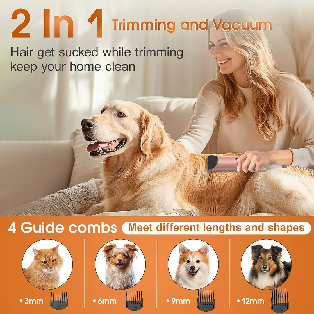 BEBANG Dog Grooming Kit,Pet Hair Vacuum,Dog Grooming & Low Noise Hair Vacuum,Pet Grooming Tools for Dogs Cats and Other Animals