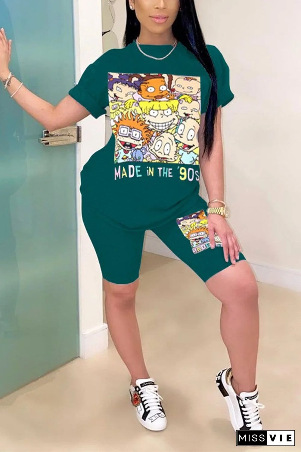 Fashion Lovely Cartoon Printed Two Piece