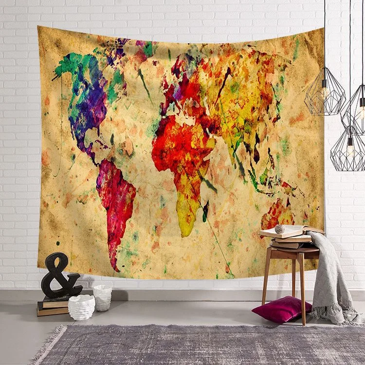 World Map Printed Tapestry Wall Hanging Boho Decor Mandala Wall Cloth Tapestry Yoga Mat Hippie Wall Hanging Tapestry Home Decor