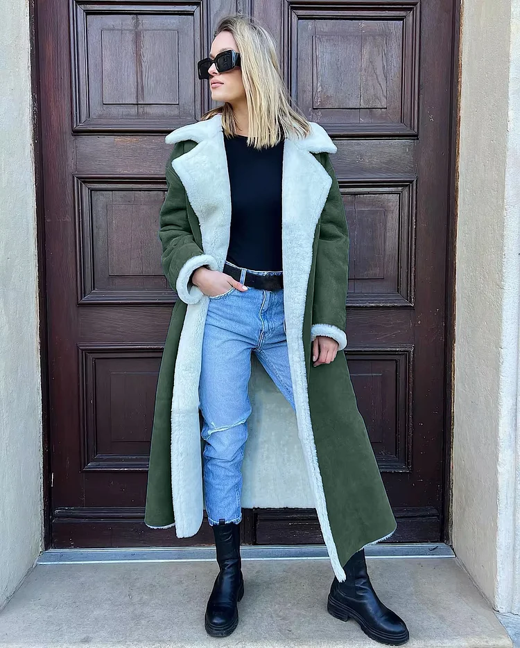 Women's 2024 Fur Leather Coat Jacket Long Length Thickend Jacket