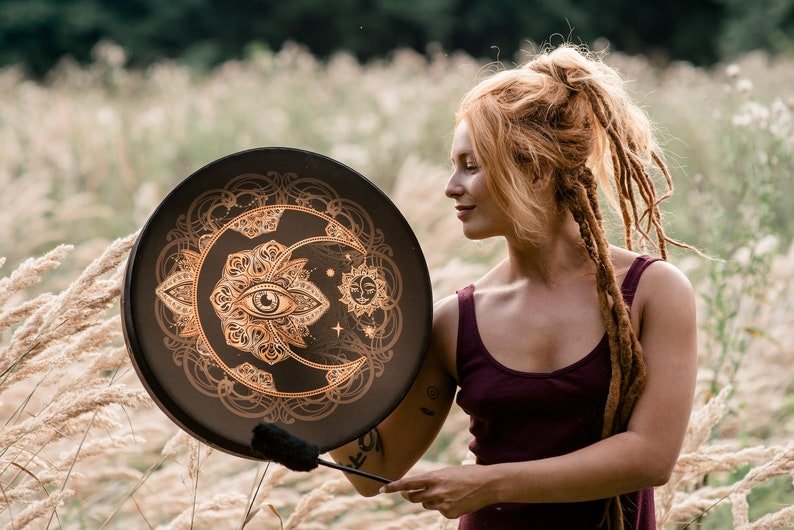 Shaman drum "Alchemical Moon Drum" Siberian drum Spirit music