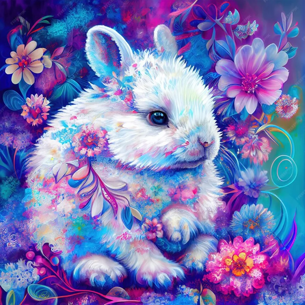 Full Round Diamond Painting - White Rabbit(Canvas|40*40cm)