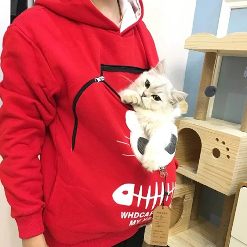 PENERAN 2022 Cat Lovers Hoodie Kangaroo Dog Pet Paw  Pullovers Cuddle Pouch Sweatshirt Pocket Animal Ear Hooded