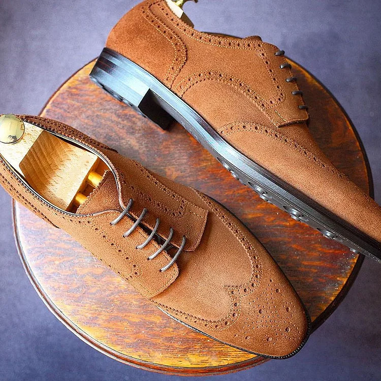 Baroque Faux Frosted Leather Lace Up Pointy Toe British Business Oxfords Shoes [Pre Order]