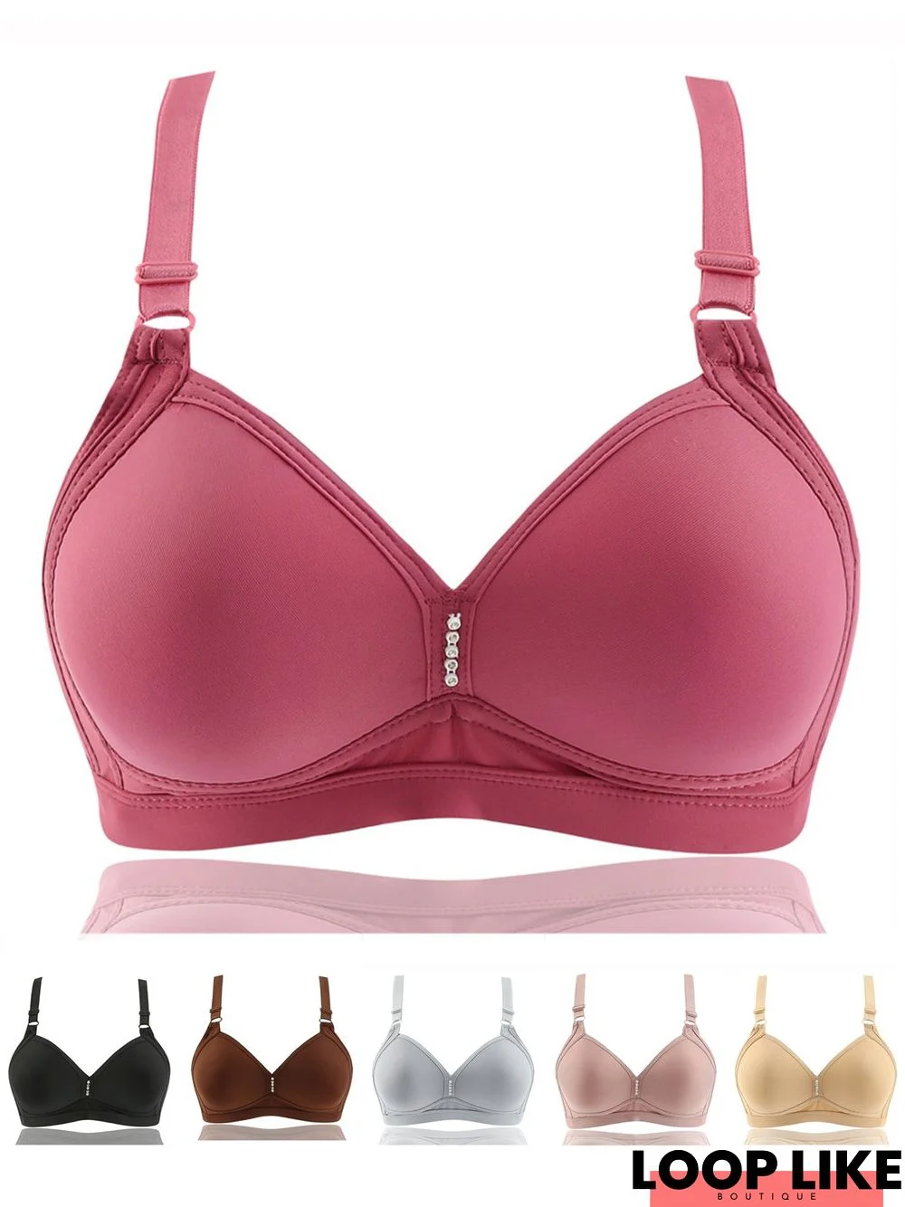 Push Up Breathable Rhinestone Wireless Bra Plus Size