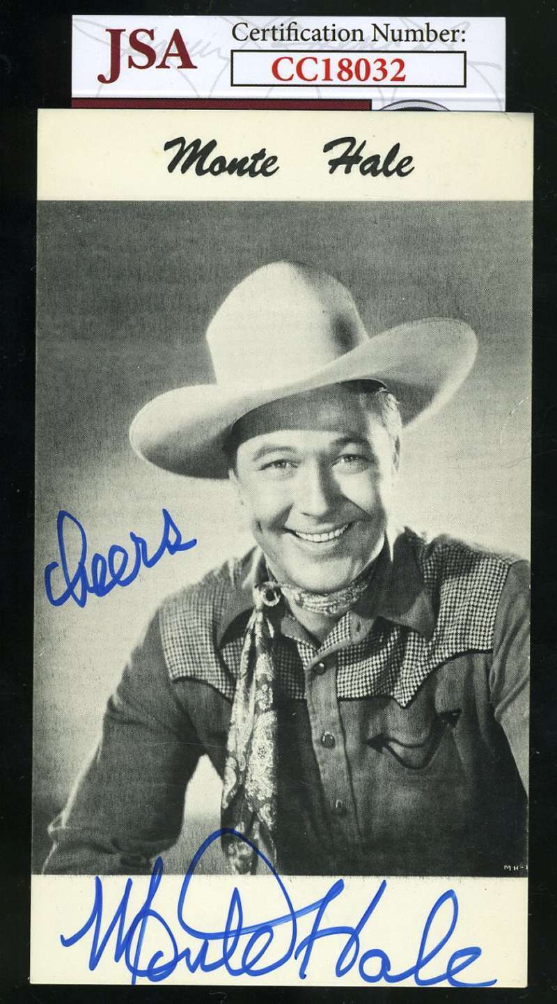 Monte Hale Jsa Coa Autograph Vintage Photo Poster painting Postcard Hand Signed