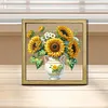 Sunflower DIY Special Shape Double sided Print Clear Diamond Art Kit Wooden Framed Diamond Painting Kit(21.5x21.5cm)