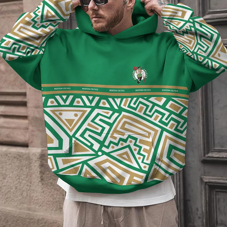 Boston Celtics Printed Hooded Pocket Pullover Hoodie