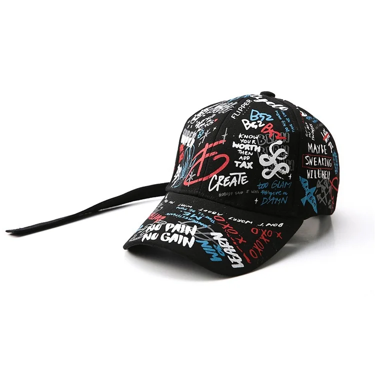 2023 Korean Version Printing Graffiti Peaked Hat Personality Street Trend Men Women Baseball CapHip-hop Sun Hat