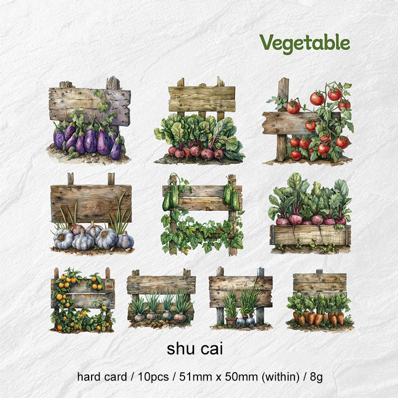 Sticker - Farm Diary Series Vintage Vegetable Fruit Landscape 