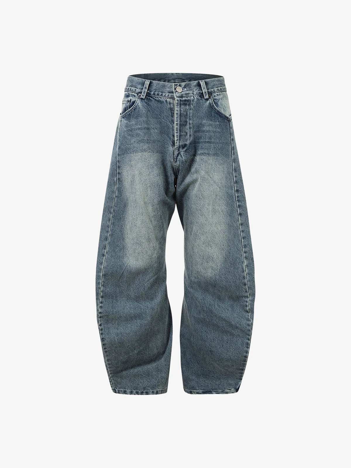 Blue Act Chic Minimal Washed Scimitar Baggy Jeans Front