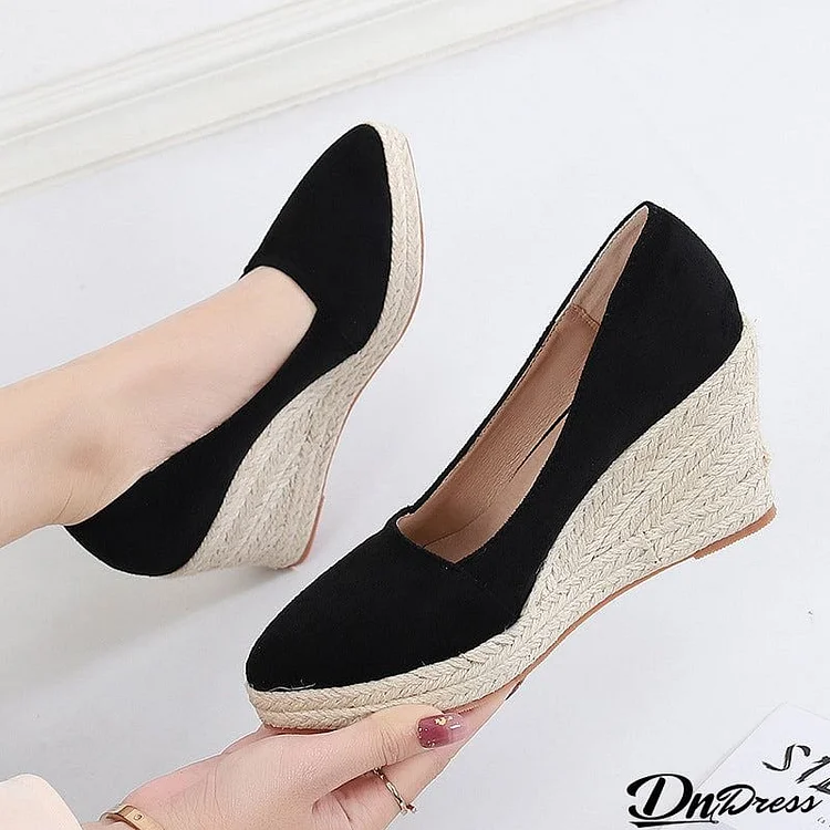 Ladies Classy Commuting Pointy Toe Wedge Platform Pumps