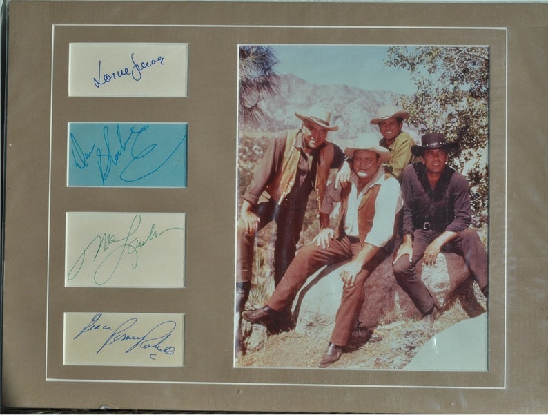 BONANZA CAST SIGNED Photo Poster painting X4 Lorne Greene, Dan Blocker, Pernell Roberts, Michael Landon 12x 15 wcoa