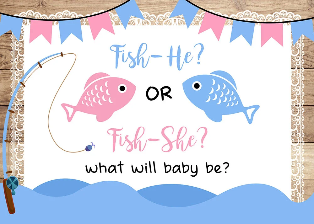 Fish He Or Fish She Gender Reveal Party Backdrop RedBirdParty