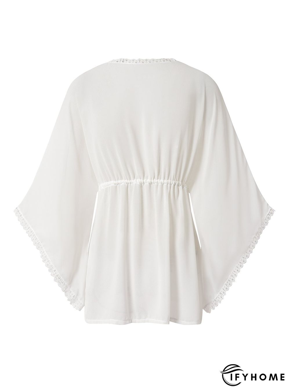 Elegant Plain Drawstring V Neck Coverup | IFYHOME
