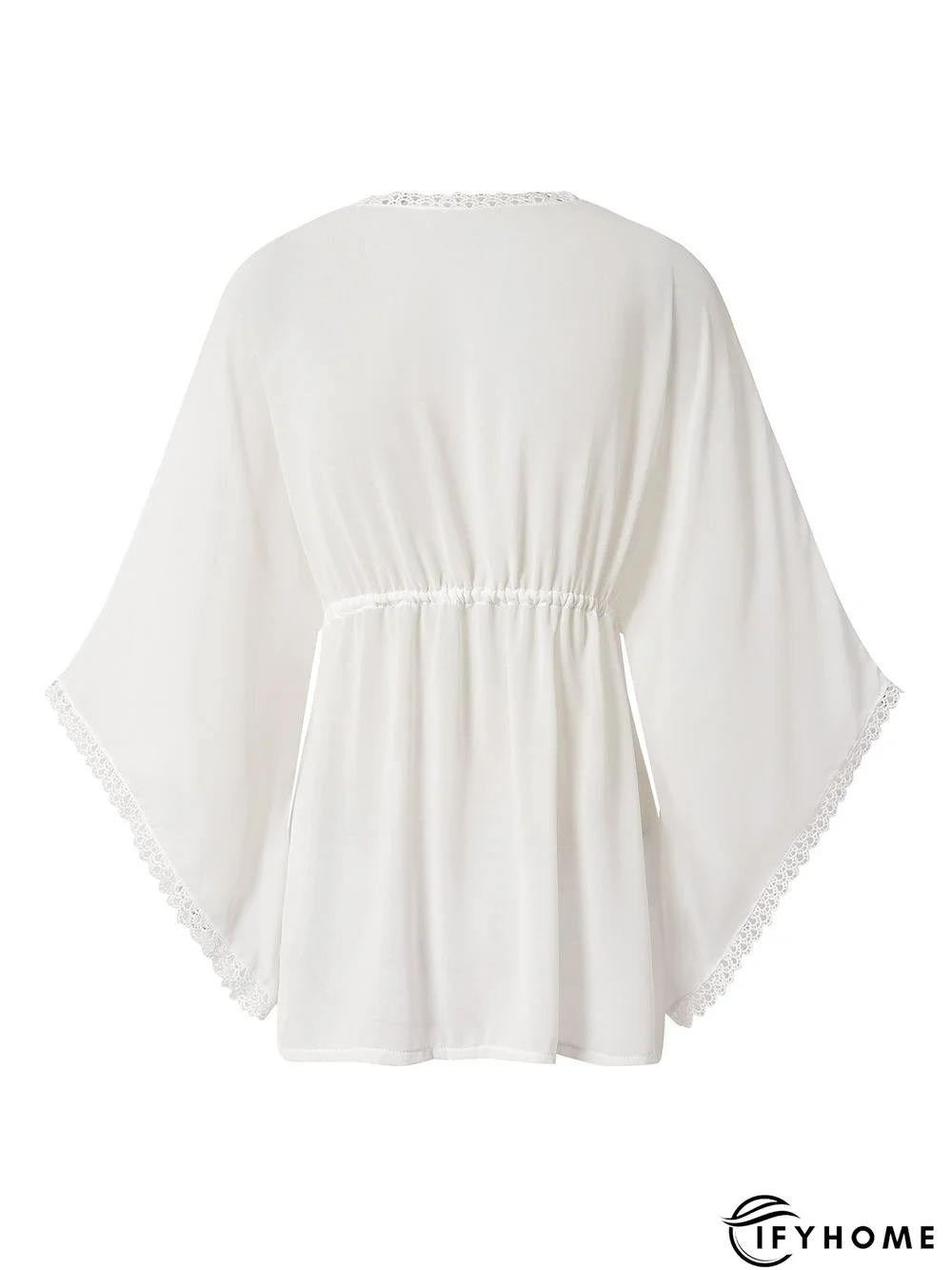 Elegant Plain Drawstring V Neck Coverup | IFYHOME
