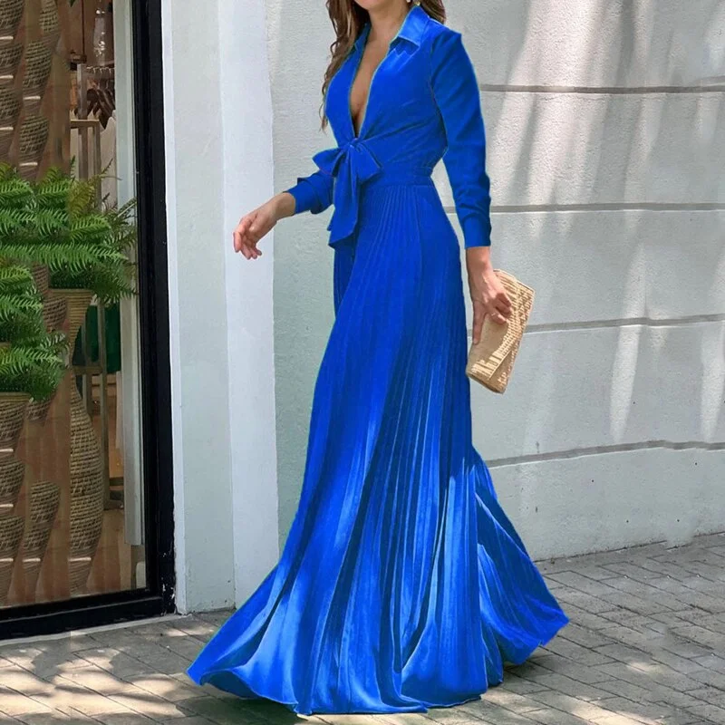 Women Jumpsuit Fashion V Neck Long Sleeves Lapel Solid Nipped Waist Lace Up Loose Wide Legs Romper High Streetwear
