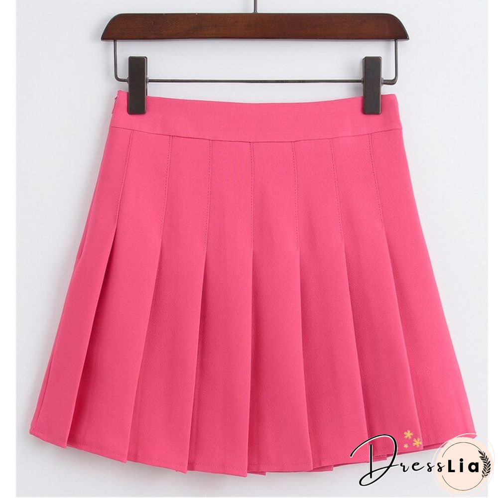 New Spring High Waist Ball Pleated Skirts Harajuku Denim Skirts Solid A-line Sailor Skirt Japanese School Uniform