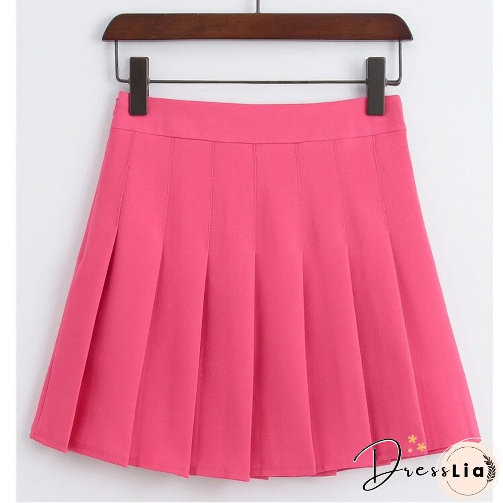 New Spring High Waist Ball Pleated Skirts Harajuku Denim Skirts Solid A-line Sailor Skirt Japanese School Uniform