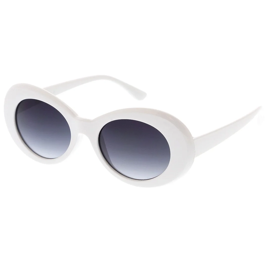Retro White Oval glasses With Tapered Arms Neutral Colored Gradient Lens 50mm