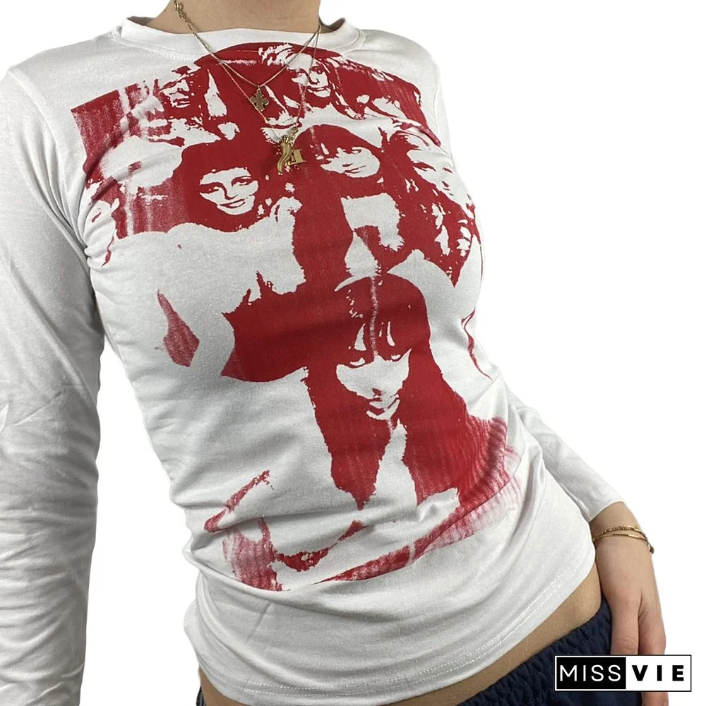 Women Trendy Portrait Letter Printed Tank Tops Summer Vest Female Round Neck Sleeveless Slim Fit Crop Tops