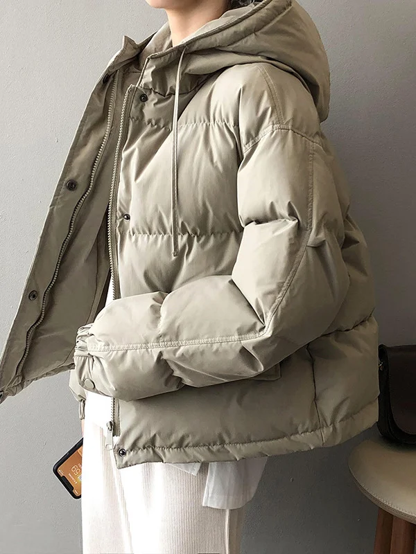 Urban Roomy Pure Color Hooded Padded Coats