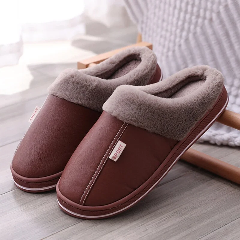 Qengg MCCKLE Women's Home Slippers Plush Warm House Shoes for Women 2021 Non-slip Soft Winter Indoors Bedroom Couples Floor Slipper