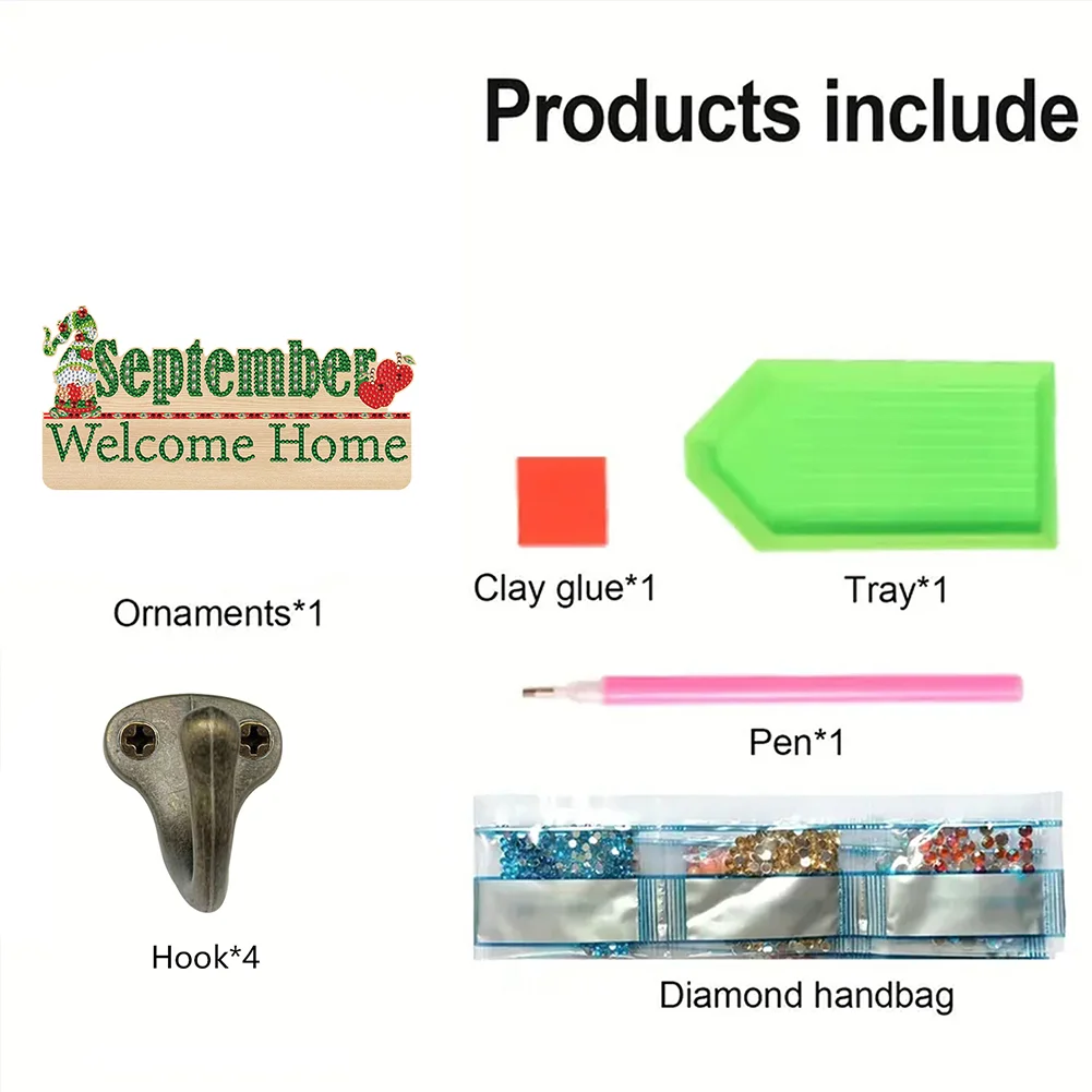 DIY Wooden Calendar September DIY Diamond Art Craft Wall Hooks for Beginners Adults