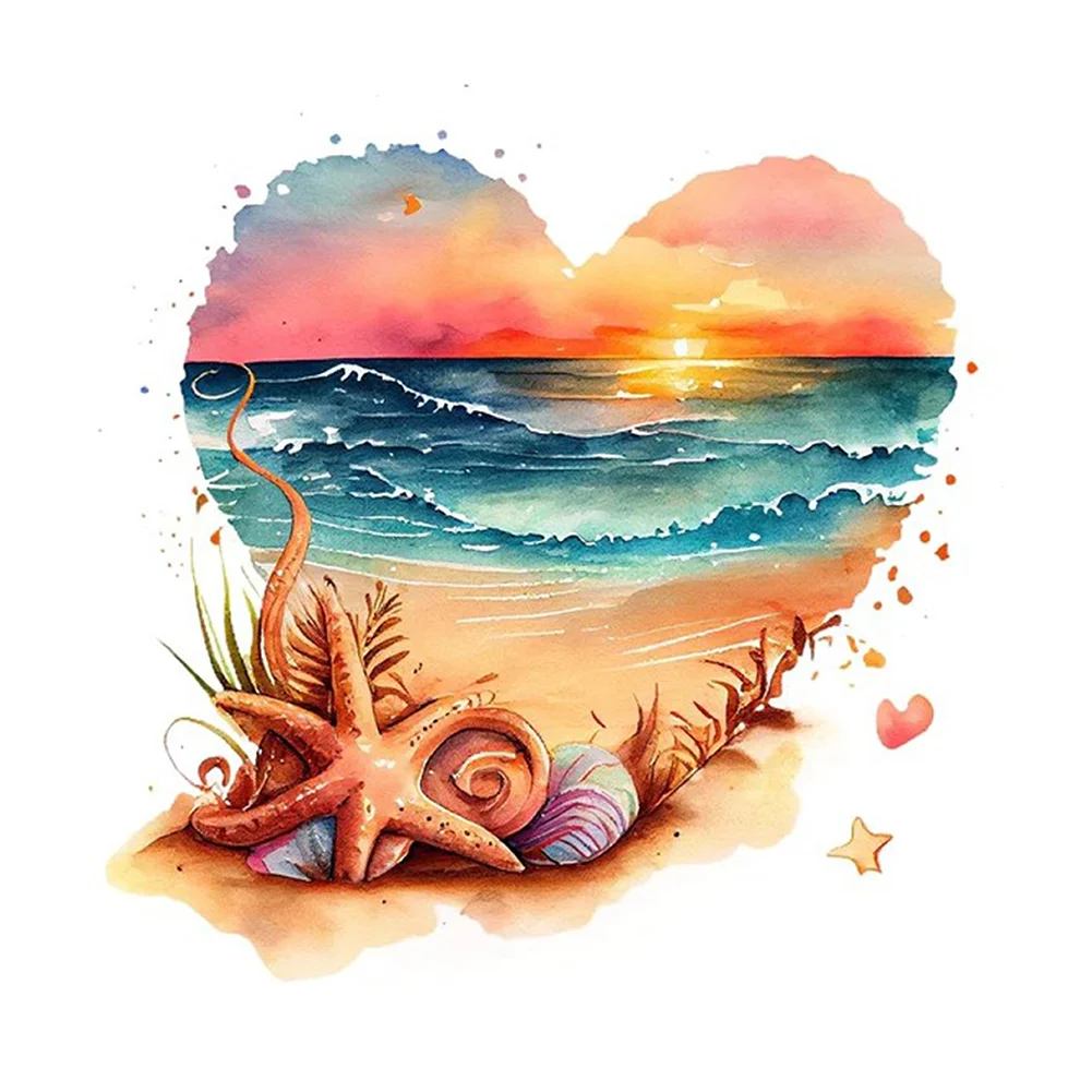 Full Round Diamond Painting - Beach Love(30*30cm)
