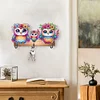 (US Local)Wooden Special Shaped Three Owls Family Diamond Art Craft Wall Hooks Home Decor