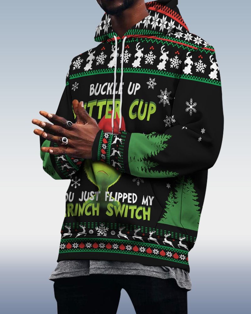 Men's Casual Christmas Print Hoodie 086