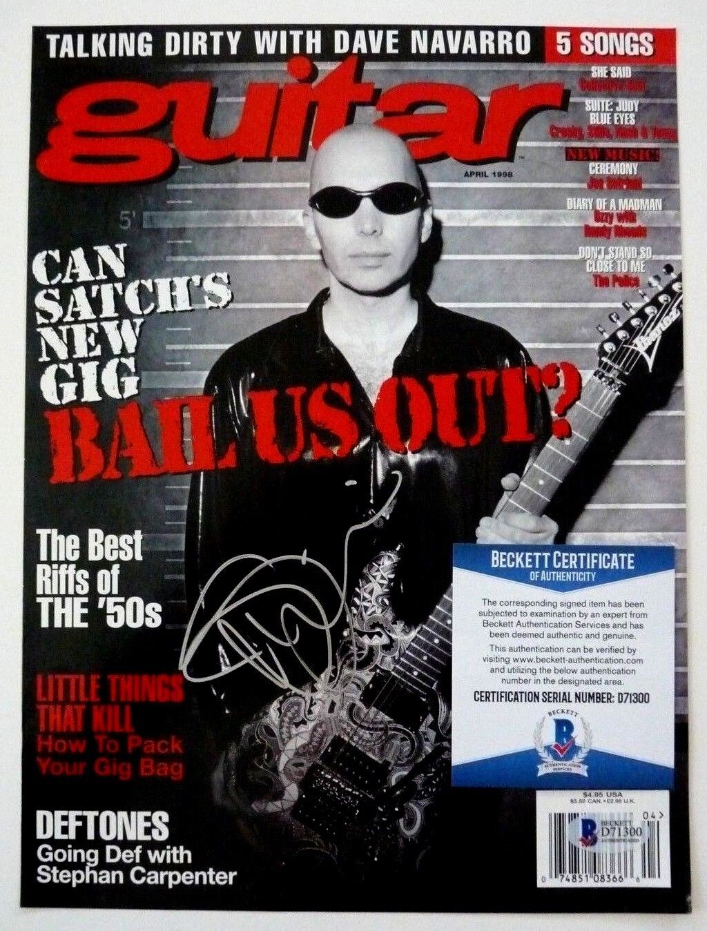 Joe Satriani Signed Autographed 8x10.5 Magazine Cover Photo Poster painting BAS Certified