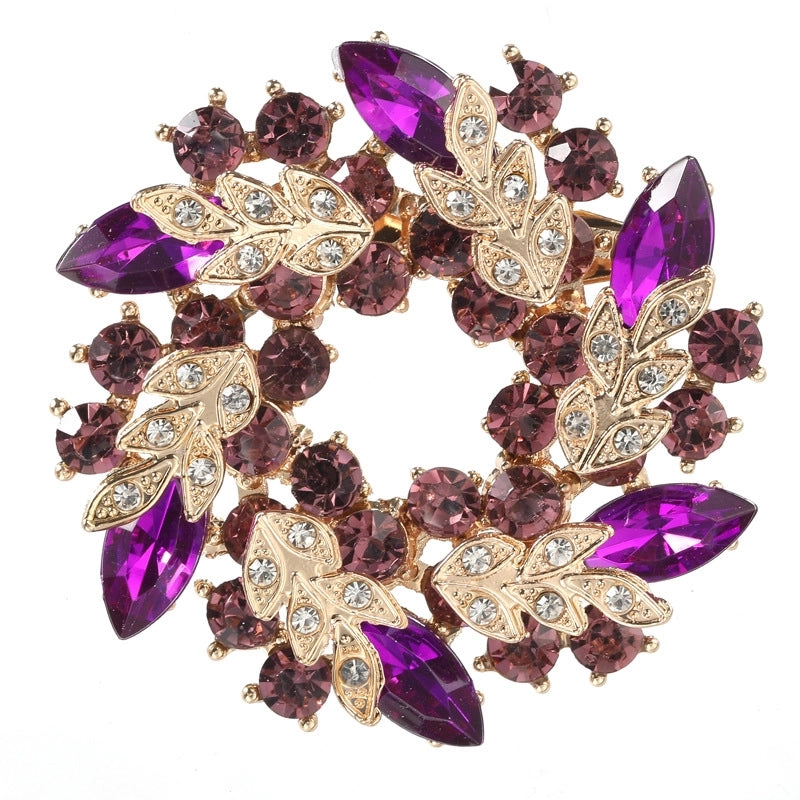 Spot Fashion High-end Gifts Korean Style Corsage Jewelry Shiny Rhinestone Crystal Bauhinia Flower Women Ring Brooch