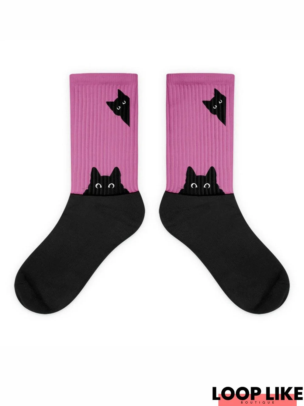 Black Cat Head Color Matching Casual Socks